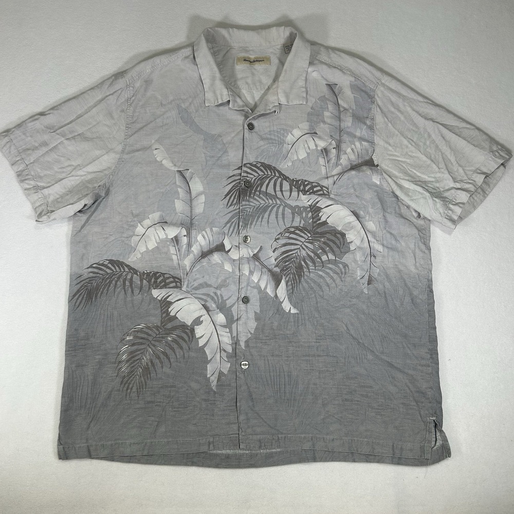 Tommy Bahama Men's 3XL Tan‎ Floral 100% Silk Short Sleeve Button Up Shirt